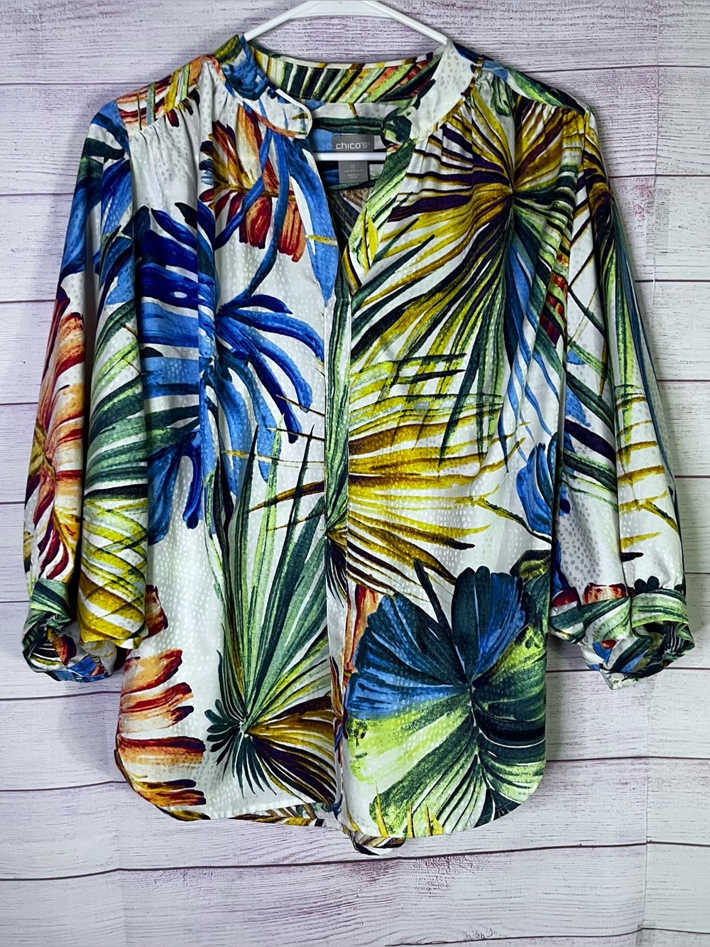 Chico's Multi Color Tropical Print Oversized Dolman Sleeves Size 0 | 4-6
